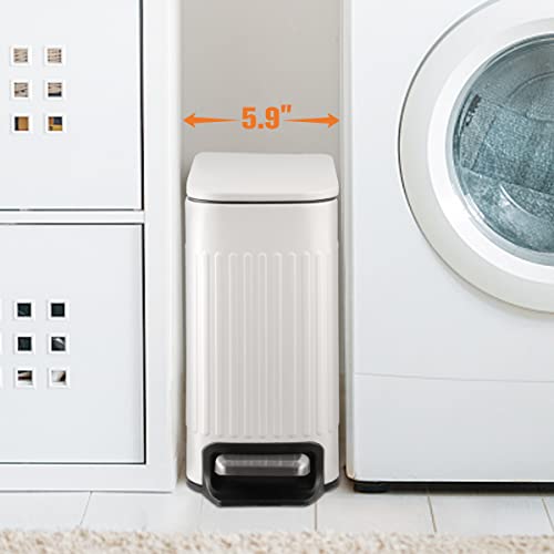image for Trashaid Slim Bathroom Trash Can With Lid Soft Close, 6 Liter/1.6 Gall