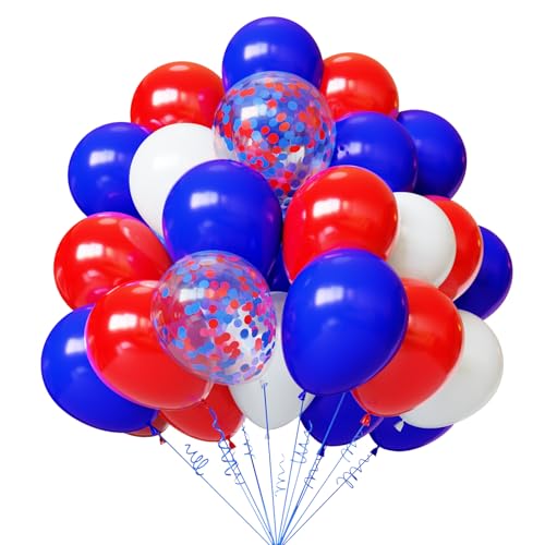 Image of HXBELTQ Red White and Blue Balloons, 55Pcs Red and Blue Confetti Balloons for 4th of July Decorations Independence Day Patriotic USA Party Anniversary