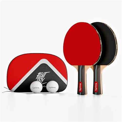 Image of Lifelong Table Tennis Racquet Set with Carry Bag | 7-Ply Wood Paddle Set, 2 Bats & 2 Balls | Premium Rubber Surface, 13mm Thickness | Indoor & Outdoor Sports Equipment