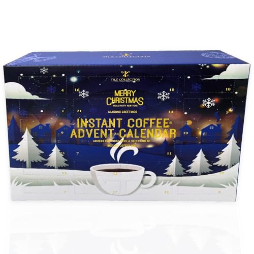 Coffee Advent Calendar 2025 – 24 Flavoured Instant Coffee Sachets – Hazelnut, Vanilla, Mocha & More – Luxury Christmas Countdown Gift Set – Festive Coffee Advent Calendar for Men, Women & Secret Santa