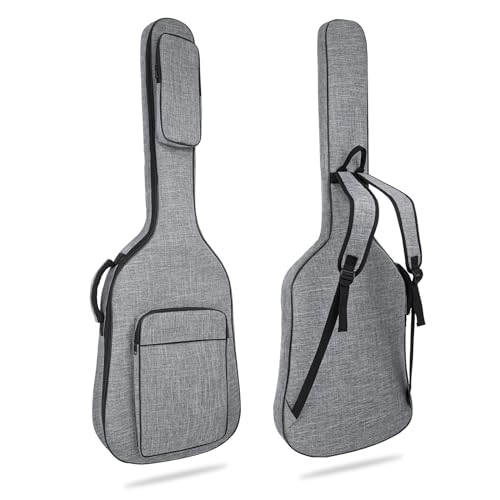 HOHIYO Sac à dos rembourré pour guitare basse électrique avec poches, 7 mm, gris, gris, Simplicité élégante