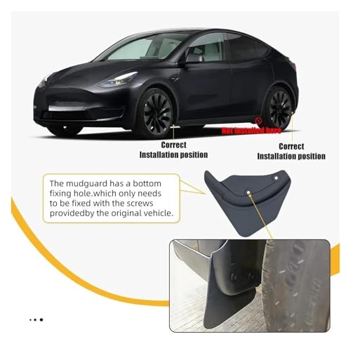 Guardabarros para Tesla Model Y Juniper de 4 piezas con protección total contra salpicaduras 3