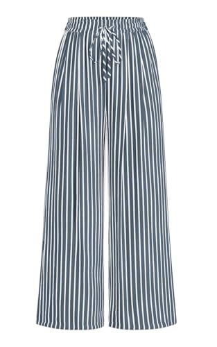 Image of PRETTYGARDEN Womens Pants Elastic Waist Floral Lightweight Palazzo Pants for Women Casual Lounge Wide Leg Pants Woman