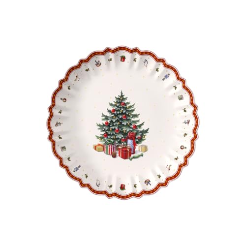 Villeroy & Boch – Toy's Delight Plato Para Servir Rojo,Blanco, Apto para Microondas, Plato para Navidad, Vajilla, Premium Porcelain