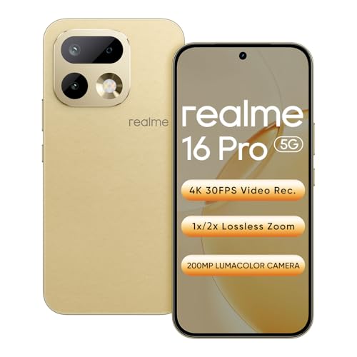 realme 16 Pro 5G Smartphone 12+256GB Master Gold, 144Hz AMOLED Di...