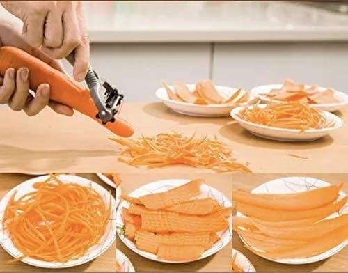 Stainless Steel 3 in 1 Vegetable Slicer Peeler Potato Peeler (Black)