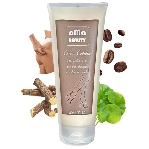 AMA BEAUTY - Crema Anticellulite Forte, Crema corpo Rassodante Tonificante per il trattamento di gambe e glutei, drenante, brucia grassi, antinfiammatoria, ingredienti naturali, 220ml