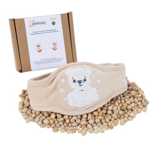 Cojín térmico para bebé, cinturón térmico, huesos de cereza, cojín de huesos de cereza para bebés y niños pequeños, cojín de granos para dolor abdominal y hinchazón, regalo para nacimiento y bautizo