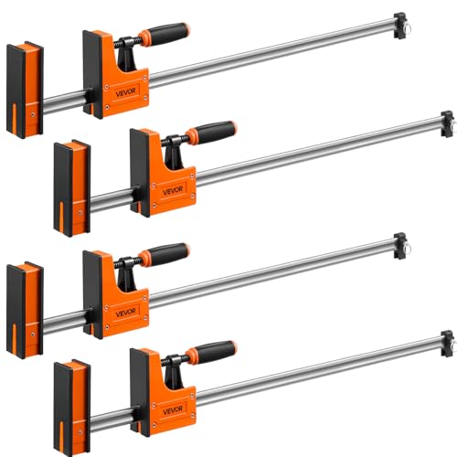 Image of VEVOR Bar Clamps for Woodworking, 4-Pack, 36 inch Opening F Clamps, 1500 lbs Load Limit, Clamp /Spreader 2 Modes, Soft Rubber Pads, Ergonomic Handle, Carbon Steel Bar, for Wood Working and Metal Working