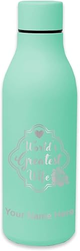 Miniatura 9 de LaserGram Botella de agua de acero inoxidable de doble pared, la mejor esposa del mundo, grabado personalizado incluido Negro,Azul claro,Rosa,Morado