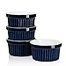 Sweese 501.103 Porcelain Souffle Dishes, Ramekins for Baking - 8 Ounce for Souffle, Creme Brulee - Set of 4, Navy