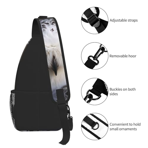 Snowy Owl Eyes Sling Bag mochila cruzada urbana negra miniatura 7