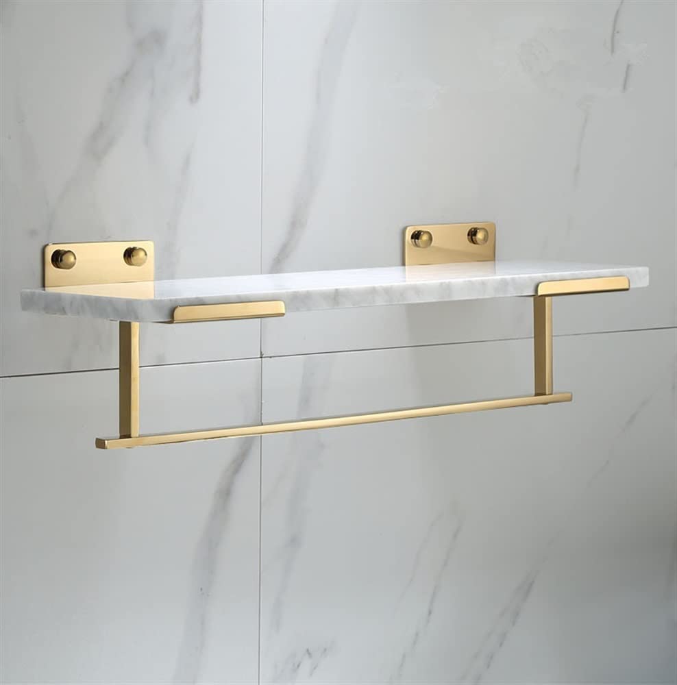 LRTYZBD Shower Caddy Bath Marble Bathroom Shelf Mirror Front Wall Mounted Cosmetic Skin Product Storage Rack with Towel
