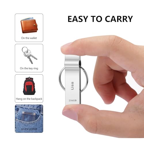 USB Flash Drive 230GB Waterproof USB Stick High Speed Memory Stick 230GB Ultra Large Storage Metal Thumb Drive with Keychain Design for Laptop Computer Tablet - Image 5