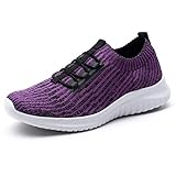 Picture of konhill Women's Comfortable Walking Shoes - Tennis Athletic Casual Slip on Sneakers 8.5 US Purple,39