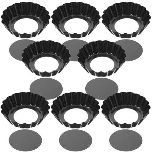 Alipis Molde para Tartaletas de Huevo 8 Piezas Acero al Carbono Resistente al Calor 3 Pulgadas con Fondo Desmontable Antiadherente Adecuado para Hornear Mini Pasteles y Tartas en
