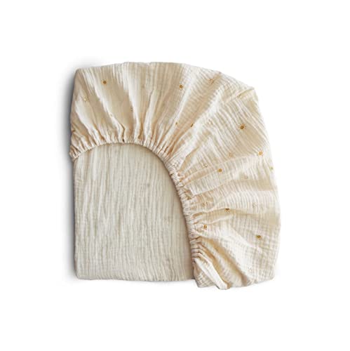 Image of mushie Extra Soft Muslin Fitted MINI Crib Sheet | 24"x 38" (Sun)