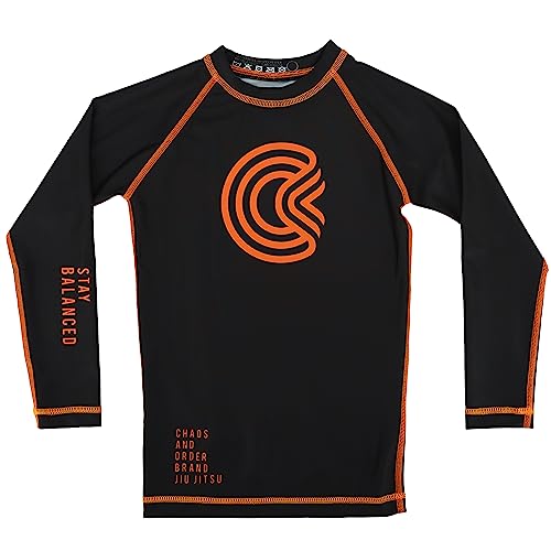 Chaos and Order Kid's Base Label V2 Long Sleeve BJJ Rashguard - Medium - Black