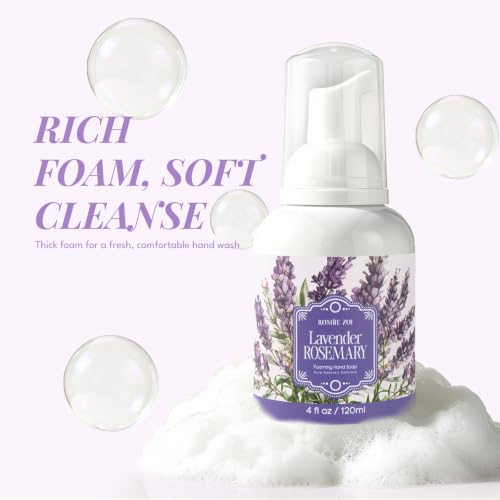 Image of ROMIIE ZOI Foaming Hand Soap, Lavender Scent, 4 fl oz Travel Size | Natural SLS-Free Formula, Gentle Moisturizing, Rich Creamy Foam, w / Compact Refillable Dispenser