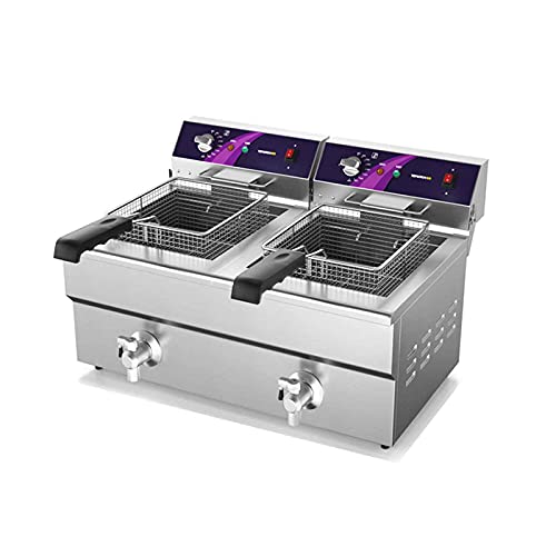 Premium Kommerzielle Fritteuse 4800w Elektrische Fritteuse, Einzeltank/doppeltank, 19l+19l, 80-200°c, Ablassventil…