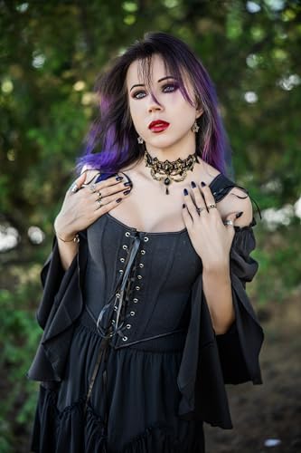 Image of SCARLET DARKNESS Women's Renaissance Corset Tops Vintage Lace Up Overbust Bustier Bodice