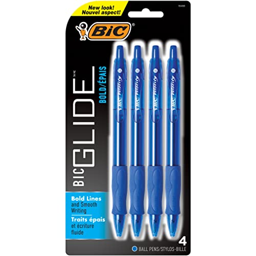 BIC VLGBP41-Blu Velocity Bold Retractable Ball Pen, Bold Point (1.6mm), Blue, 4-Count