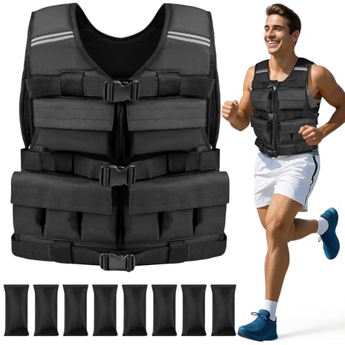 DMDG Adjustable Weighted Vest Men 30LB,Weight Vest For Walking Rucking Running,Men'S Weighted Workout Vest With Adjustable Sandbag, Weighted Vest For All Body Types,Even Weight Distribution(20LB-30LB)