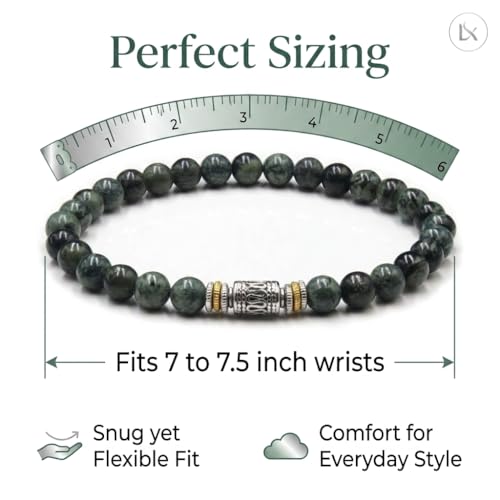 Pulsera de jade verde oscuro para hombre miniatura 6
