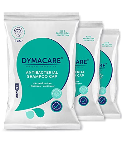 DYMACARE Antibacteriële No Rinse Shampoo Cap | Spoelvrije Douche Cap Die Shampoos & Conditions | PH Balanced Waterless Hair Wash | 3 Caps