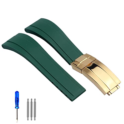 Bracelet de montre en caoutchouc silicone noir bleu vert 20mm 21mm