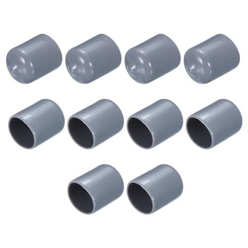 Image of sourcing map 10pcs Rubber End Caps 16mm(5/8") ID Vinyl Round End Cap Cover Screw Thread Protectors, Grey