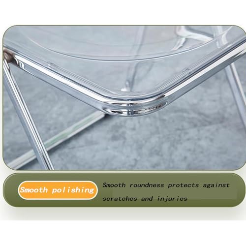 Chaise pliante en acrylique transparent et assise compacte en métal