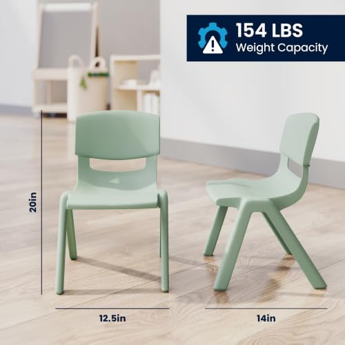 Image of Flash Furniture Stackable Plastic School Chair, Sage, Set of 2