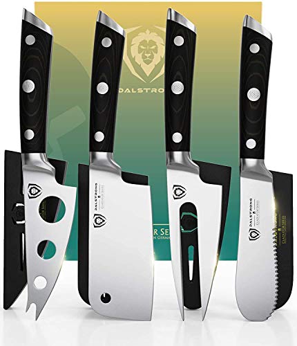Dalstrong The Gladiator Series Elite 4-Piece Charcuterie & Cheese Knife Set Bundled With The Lionswood End-Grain Teak Cutting & Serving Board #TOP1