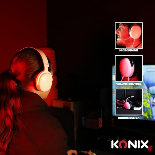 Konix Kabelgebundener ohrumschließendes gamingowy zestaw słuchawkowy do Nintendo Switch 2 - mikrofon - głośnik 40 mm - kabel 3,5 mm - kabel 1,5 m - biały