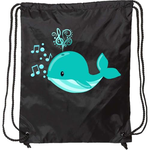inktastic Cute Singing Whale Drawstring Bag Black 46169 - Main Image