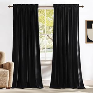 NICETOWN Halloween Black Velvet Blackout Curtains...