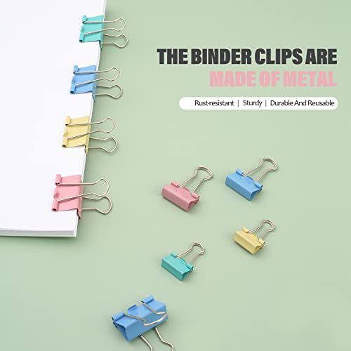 Zyfoffice Binder Clips Colored Paper Clamps Assorted Sizes 150 Count Medium, Small,Micro Assorted Binder Clip 3 Sizes Metal Binding Paperwork Clamp Bulk, School Teachers Office Supplies #TOP4