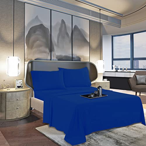 Mocassi Queen Sheet Set - Luxury Hotel 1800 Thread Count Bedding Sheets & Pillowcases - Ultra Soft Breathable & Cooling Bed Sheet Set - Wrinkle Resistant - 4 Piece Set - Queen, Imperial Blue #TOP2