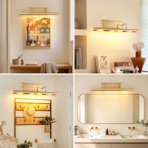 Image of BELS Picture Light for Wall, 30 Inch Gold Wall Light Hardwire, 270 Rotatable, E12 Base, Dimmable 4-Light Picture Frame Lights for Painting, Living Room, Bedroom(Exclude Bulb)