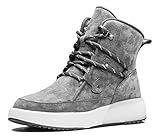 AUMU Taurus Metal Buckle Brass Eyelets Suede Upper Laces Winter Snow Boots Grey Size 7