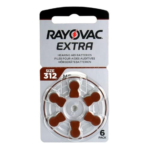 6 Pilas RAYOVAC Extra Advanced con Active Core Technology 312 – la última generación de Pilas para audífonos.