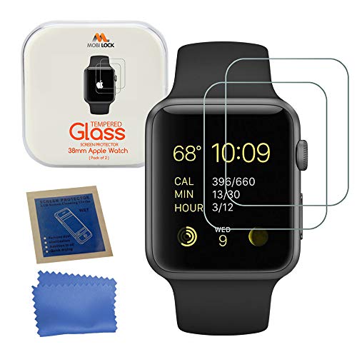 Premium Apple Watch Tempered Glass Screen Protector (Pack of 2) | Compatible with Apple Watch 38mm Series 1, 2 & 3 | Durable, Scratch-Proof & Ultra High-Clarity Screen Protector