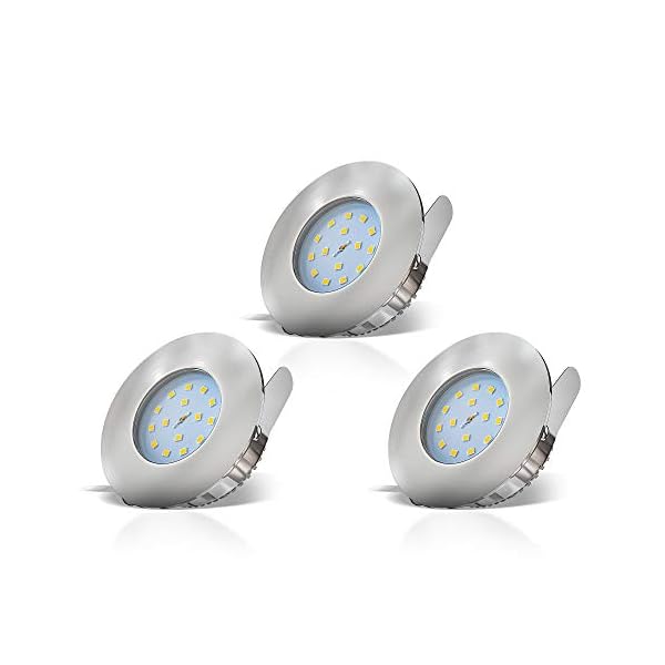B.K.Licht - 3er Set LED Einbaustrahler flach für das Badezimmer - Bad Feuchtraumleuchte LED - 3x5W LED - 30mm ultraflach
