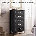LINSY HOME Black Dresser, Black Chest of Drawers for Bedroom, 5 Drawer Dresser with Metal Handles, Tall Dresser for Nursery, Entryway, and Closet Storage