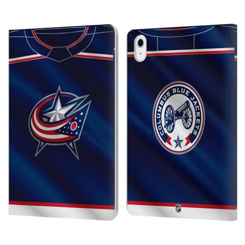 Coque iPad Air 11 NHL Blue Jackets portefeuille cuir antichoc résolvant les chutes
