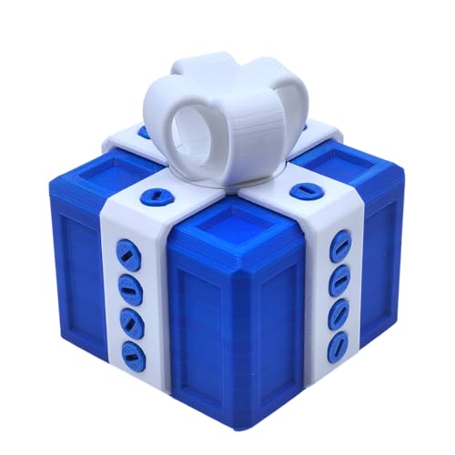 sofarefinish 3.14" Width Annoying Gift Box, Prank Screw Box, 3D Printed, Hilarious Money Card Container (Blue Box With White)