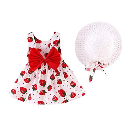 WOCACHI Baby Girls Dresses Hat Sets , Toddler Baby Kids Girls Banana Print Princess Dress Hat Outfits Clothes Birthday Footed Sleepwear Nightwear Sack Sleeper Gowns Sleep Positioner Unisex
