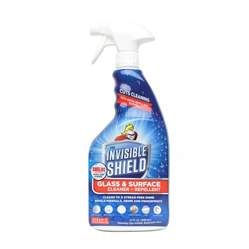 Unelko 57551 Invisible Shield Dual Action Glass and Surface Cleaner, for Windows, Showers, Tiles, Resists Soil and Grime, 32 oz, Beige