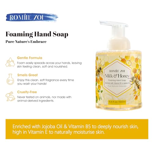 Image of ROMIIE ZOI Foaming Hand Soap, Milk Honey, 500ml / 16.8fl.oz | With Gift Box, Gentle cleansing, nourishes skin without drying